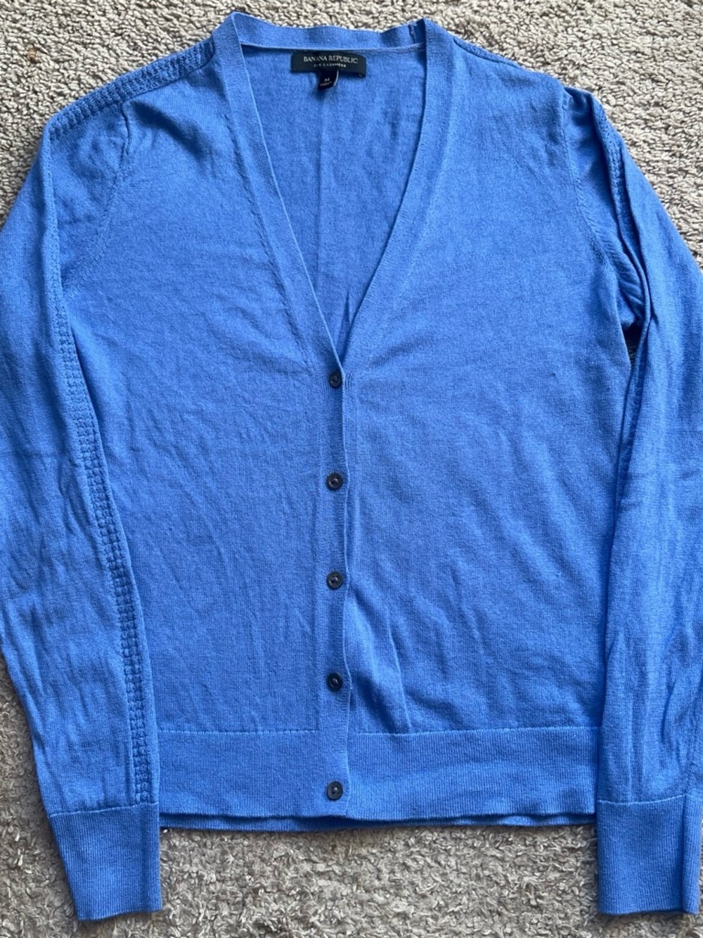 Banana Republic Bright Blue V-Neck silk cashmere Button Cardigan